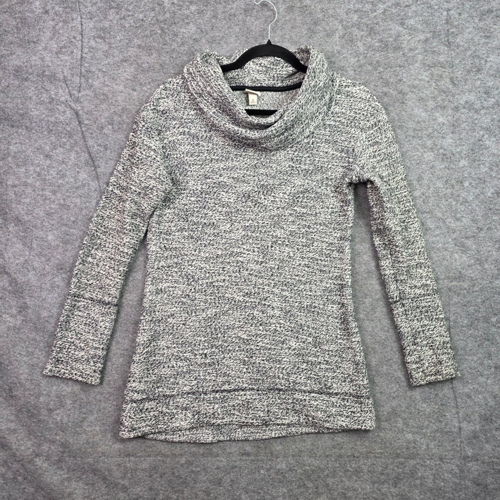 Merona Womens Cowl Neck Sweater Marled Black White Knit Tunic Small